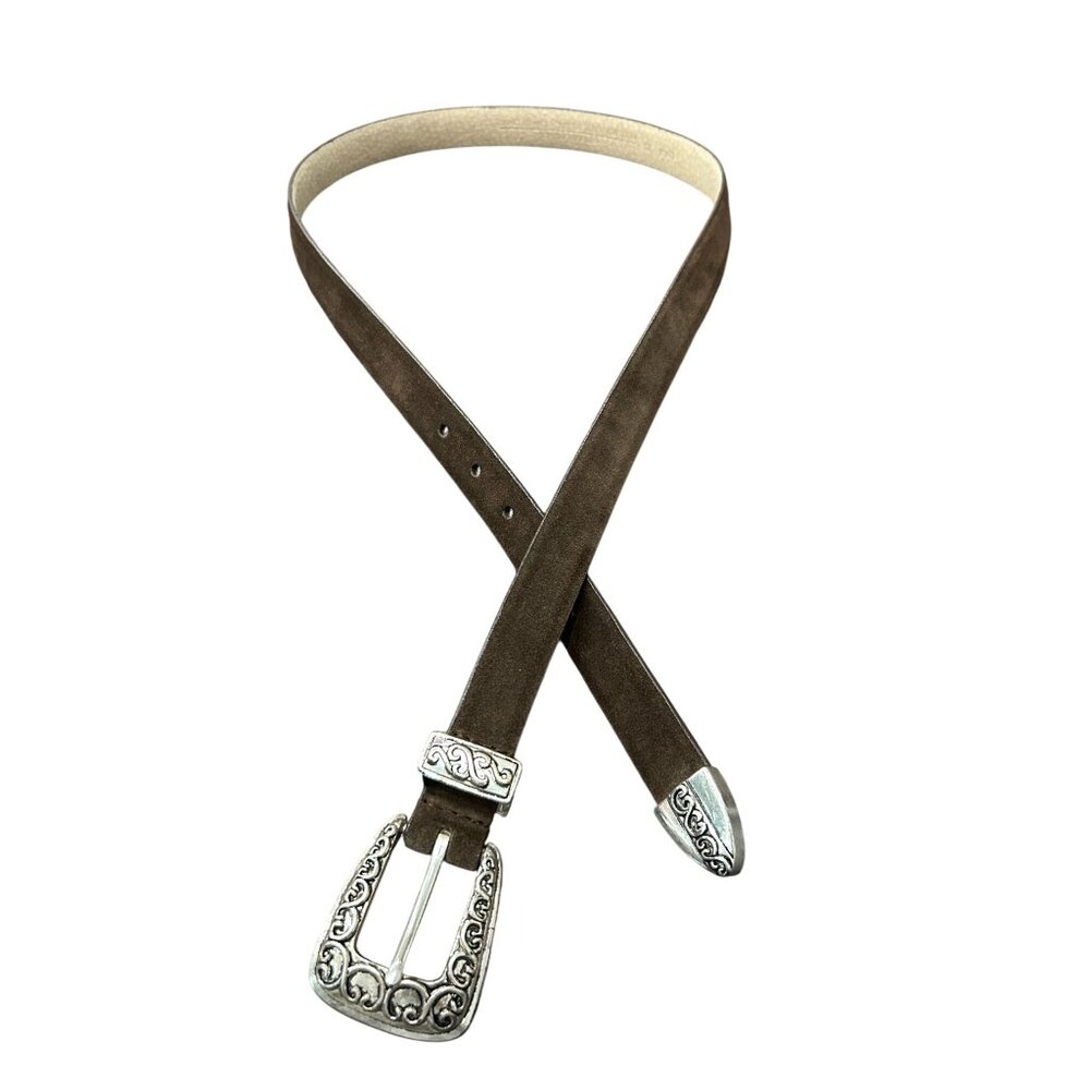 Genuine Leather Belt Ornate Silver Buckle & Tip Western Size XL Handmade Unisex